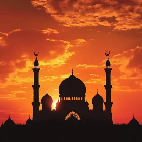 Sunset Mosque Silhouette