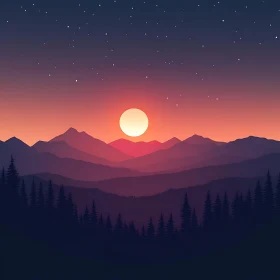 Peaceful Mountain Sunset Scenery