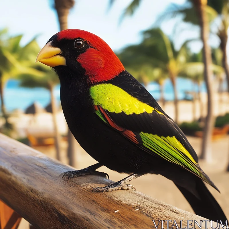 Exotic Bird Portrait on Beach Setting AI Image