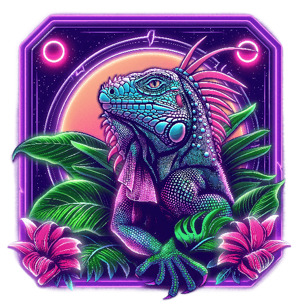 Neon Iguana Tropical T-Shirt Design POD Design