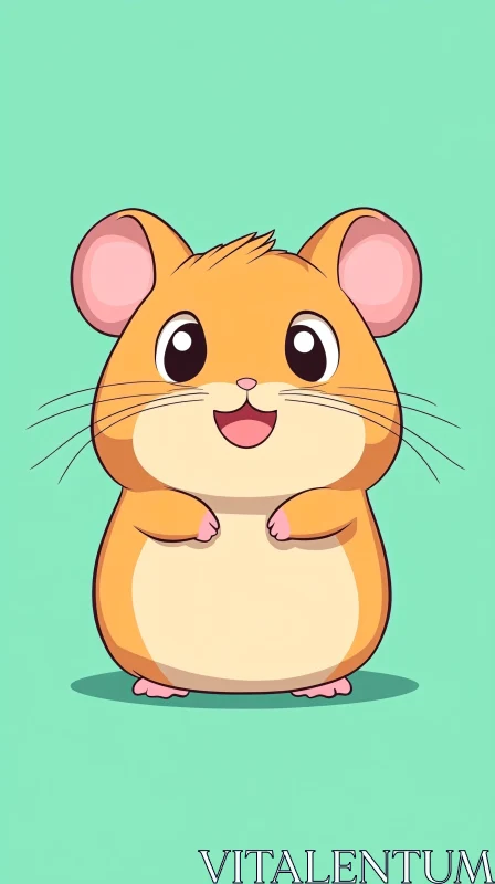 Smiling Cartoon Hamster Graphic AI Image