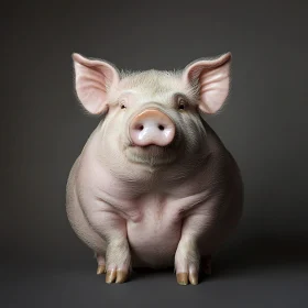 Detailed Pig Image with Grey Background