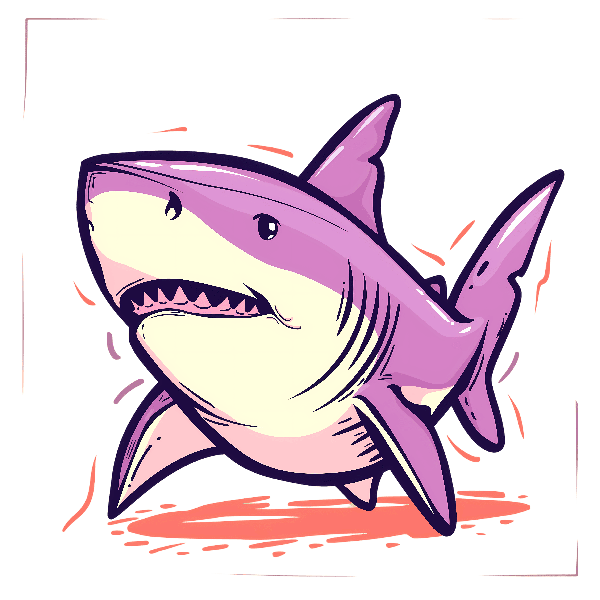 POD Design Cartoon Shark Illustration