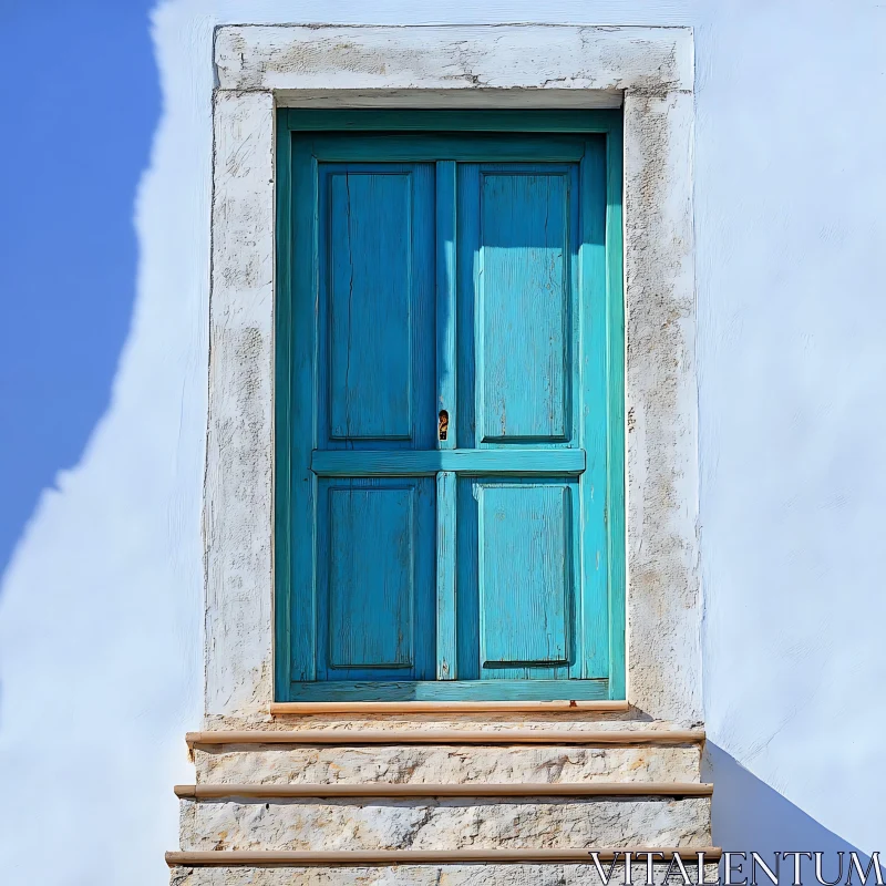 AI ART Vintage Blue Doorway Entrance