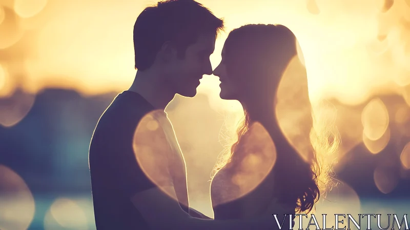 Golden Hour Romance: Couple in Love AI Image