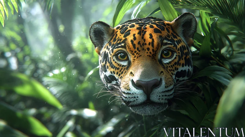 Wildlife Beauty: Big Cat Amidst Greenery AI Image