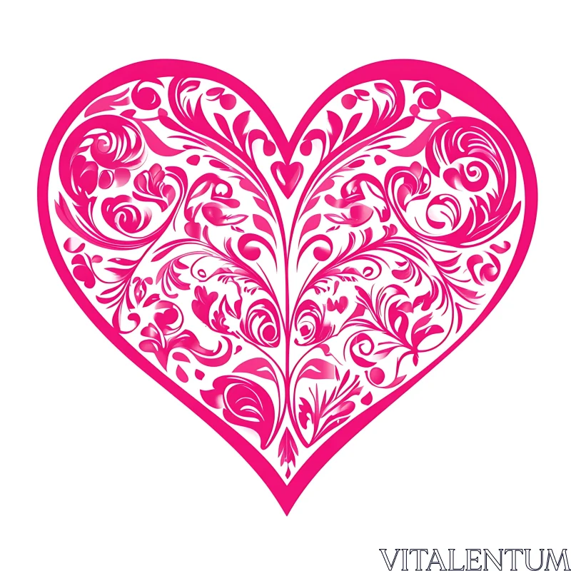 AI ART Intricate Pink Heart with Floral Pattern