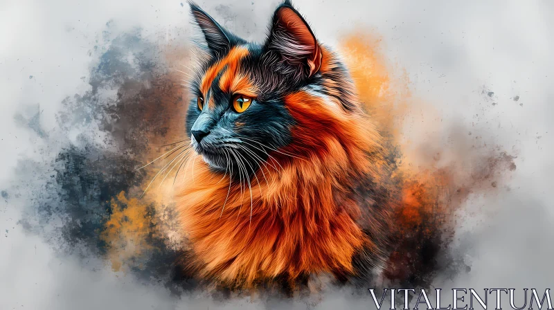 Colorful Cat Art Portrait AI Image