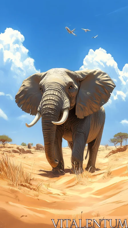 Savanna Elephant Portrait AI Image