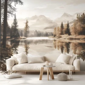 Serene Lake and Forest Landscape from Cozy Living Room