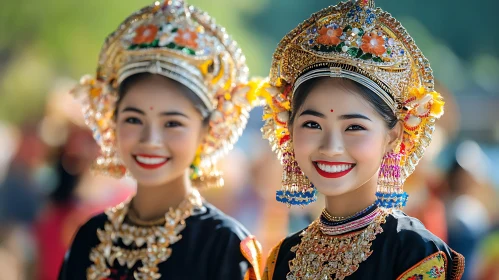 Cultural Beauty: Smiling Women in Costume