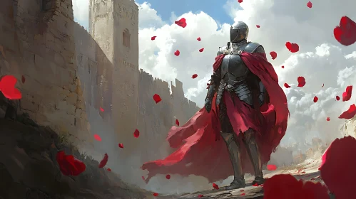 Medieval Knight with Red Cape