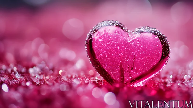 Crystalline Heart in Pink Light AI Image