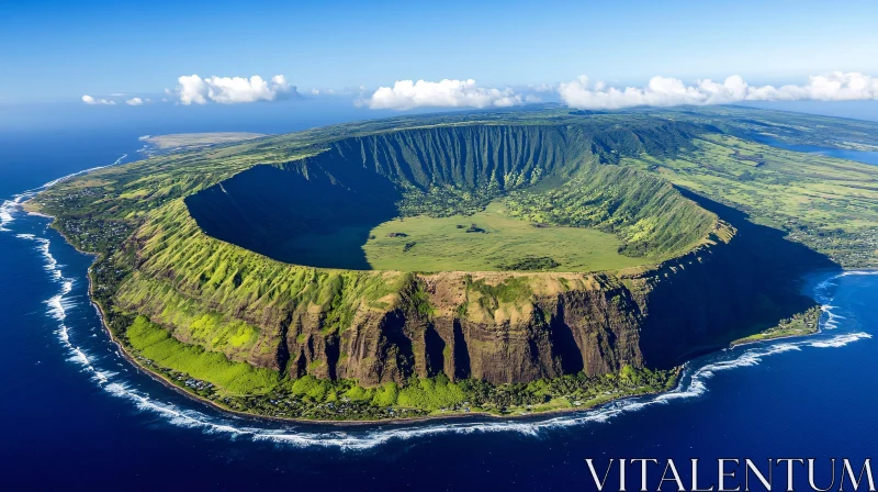 AI ART Breathtaking Aerial Shot of Volcanic Island