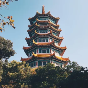 Asian Temple Under Blue Sky