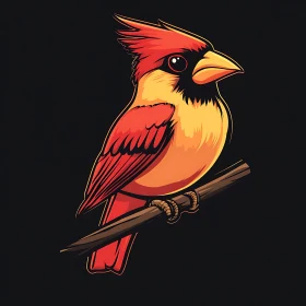 Stylized Cardinal Perched on a Branch