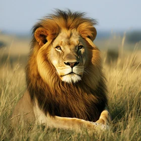 Lion in Golden Field