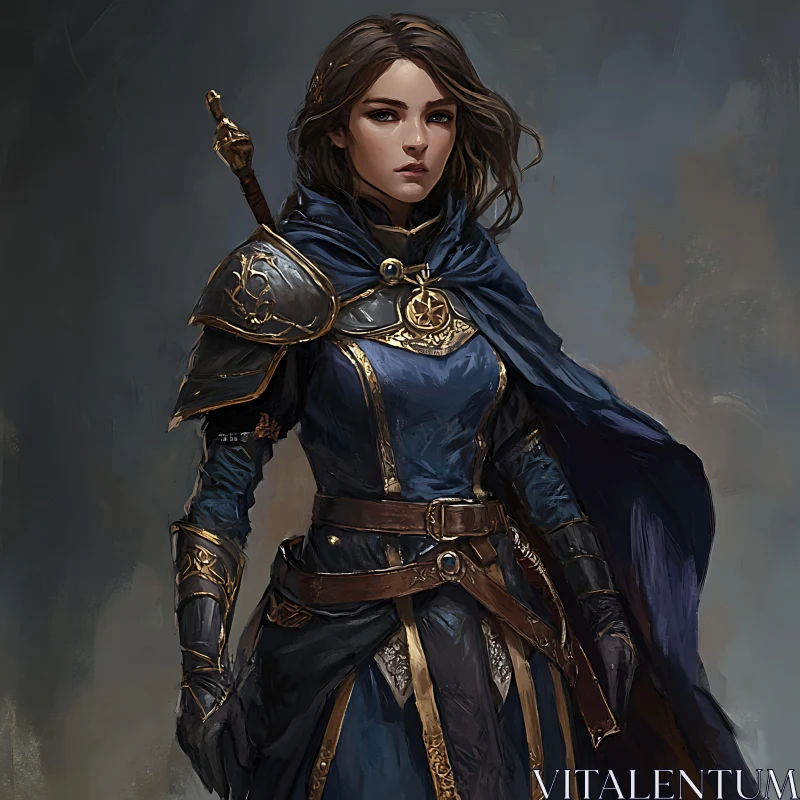 AI ART Armored Woman with Sword Digital Art