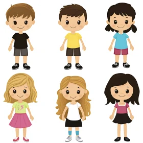 Cartoon Children Group Illustration