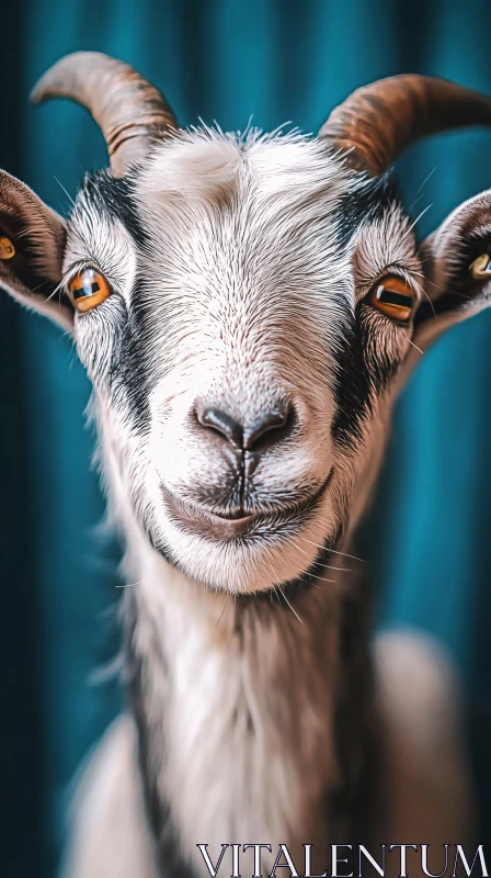 Goat Close-Up with Horns AI Image