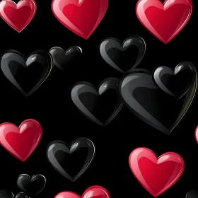 Glossy Red and Black Hearts Design