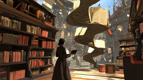 Enchanting Library With a Reader
