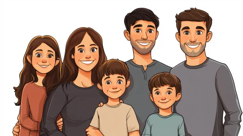 Wholesome Family Cartoon Art