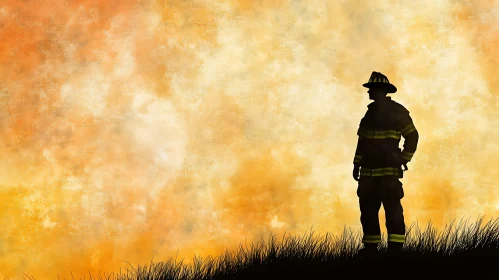 Firefighter Silhouette during Sunset