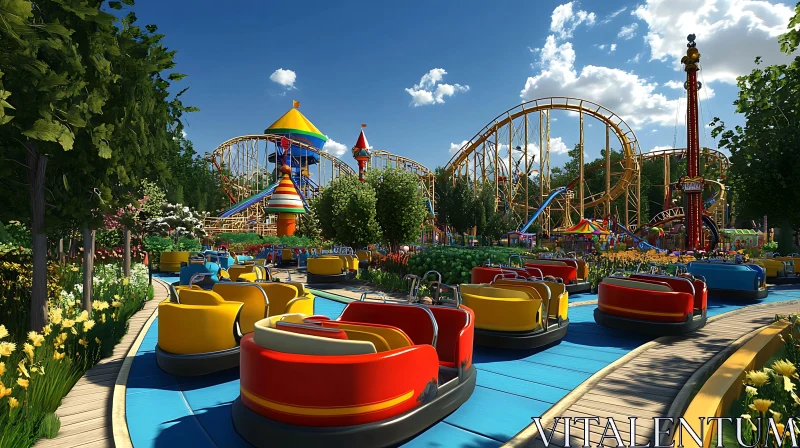 AI ART Colorful Amusement Park Scene