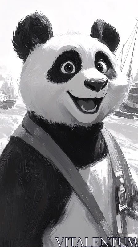 AI ART Illustrated Panda in Overalls