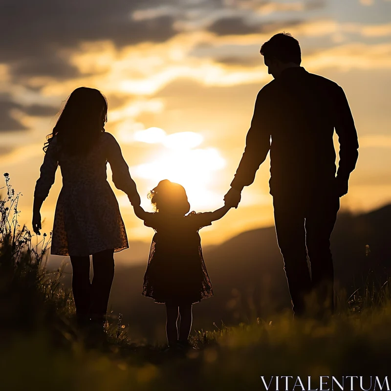 AI ART Silhouette of Family at Sunset