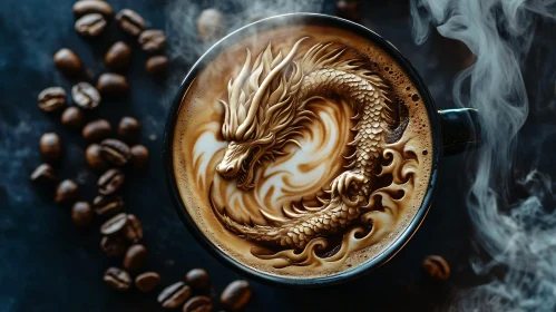 Coffee Cup with Dragon Latte Design