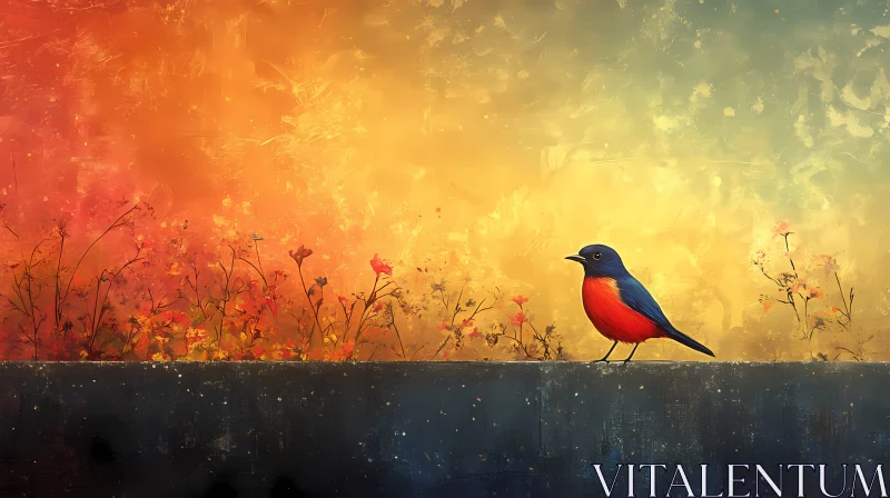 Bird with Sunset Hues AI Image