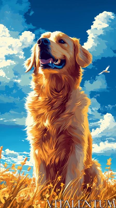 Joyful Golden Retriever in Nature AI Image