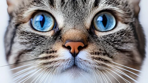 Feline Face with Blue Eyes