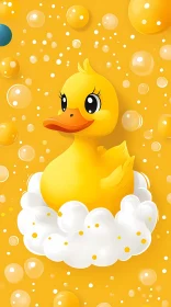 Cheerful Duck in Bubbly Bath