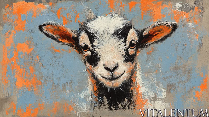 AI ART Textured Canvas with Goat