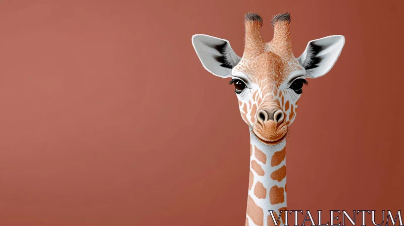 AI ART Giraffe Art on Terracotta Background