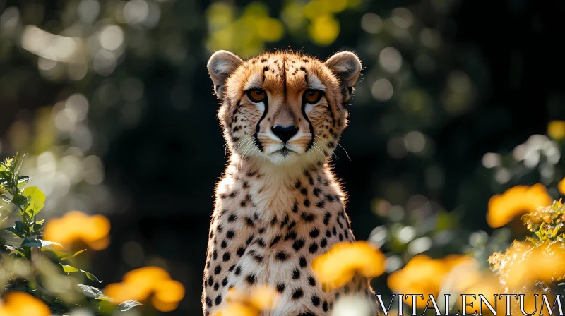 Cheetah Among Yellow Blooms AI Image