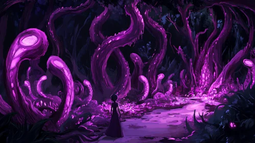 Woman in a Strange Purple Forest