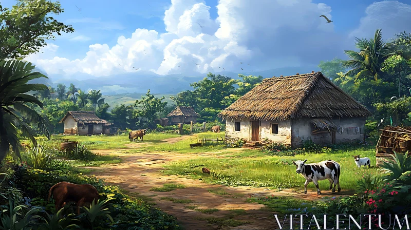 AI ART Peaceful Countryside with Grazing Animals