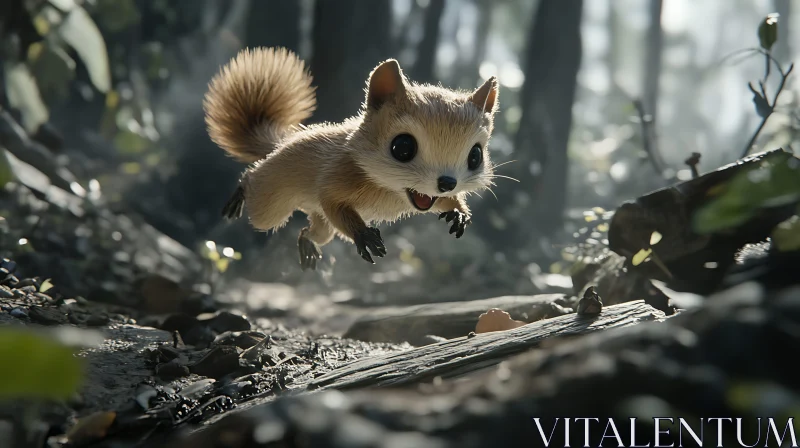 AI ART Squirrel in Mid-Air