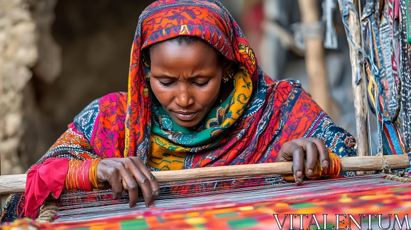 AI ART Woman Weaving Traditional Cloth