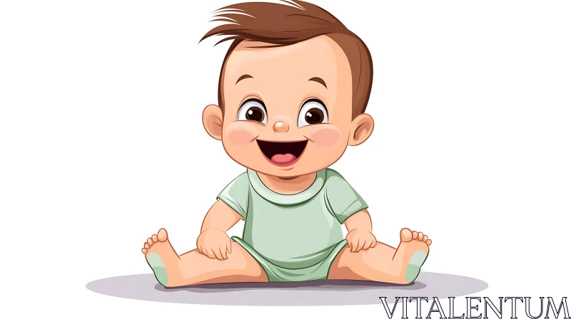 Happy Baby Illustration AI Image