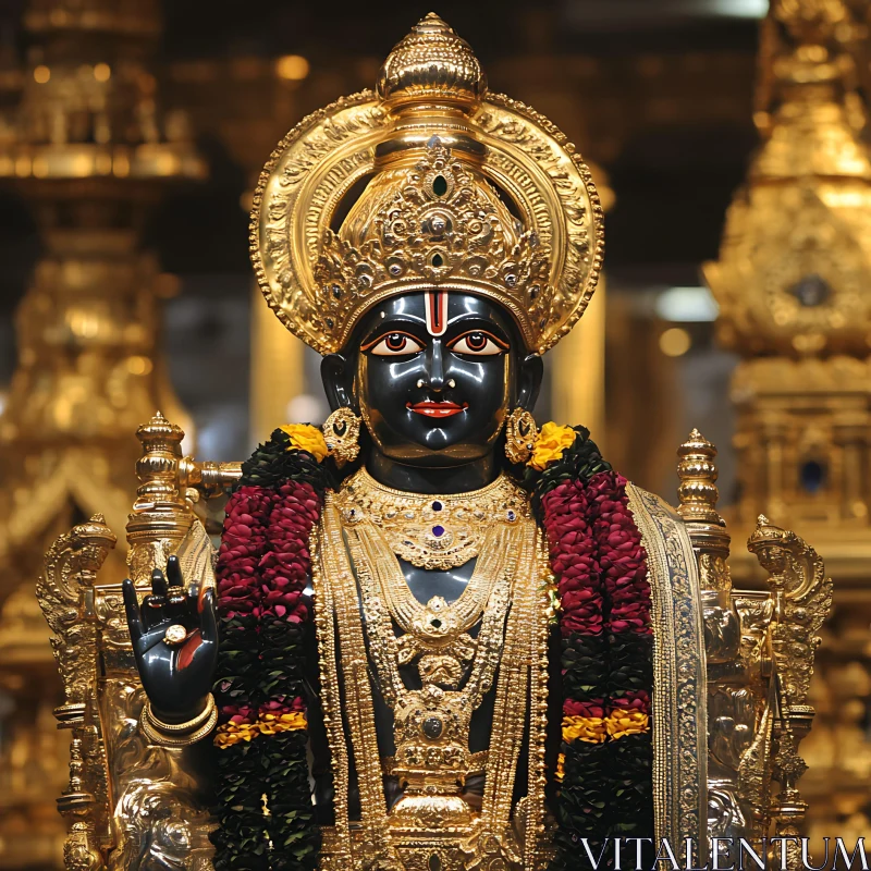 Golden Hindu God Statue with Intricate Details AI Image