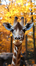 Majestic Giraffe Amidst Fall Leaves