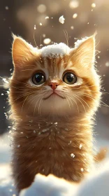 Fluffy Kitten in Winter Wonderland