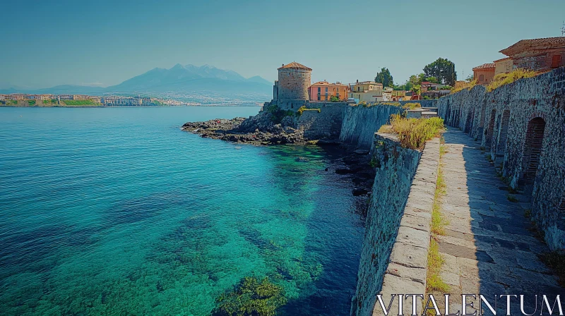 Seaside Stone Tower Landscape AI Image