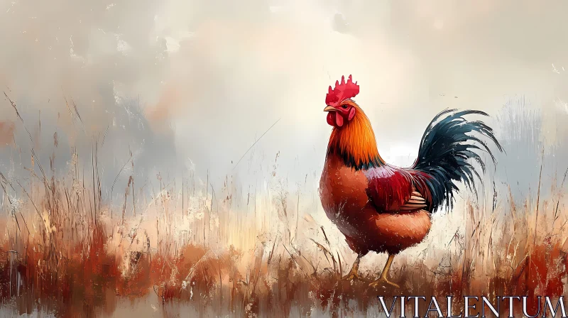 Colorful Rooster in Natural Setting AI Image