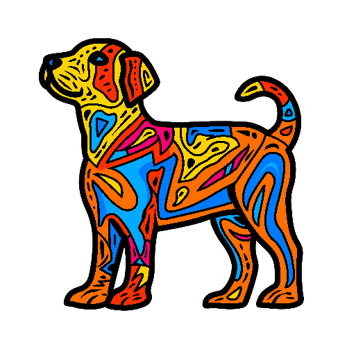 Colorful Abstract Dog Vector Illustration for Fabric Design